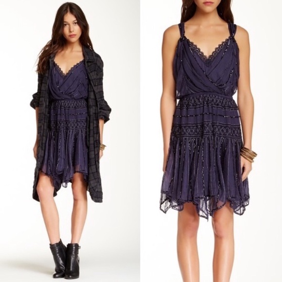 Free People Ode To Shimmer Dress in Sapphire - Picture 15 of 16